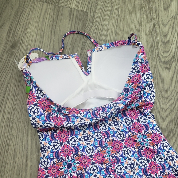 Women's Swimsuit Slimming Rutched One Piece Halter Soft Molded Cups Bulit In Bra - Picture 6 of 7